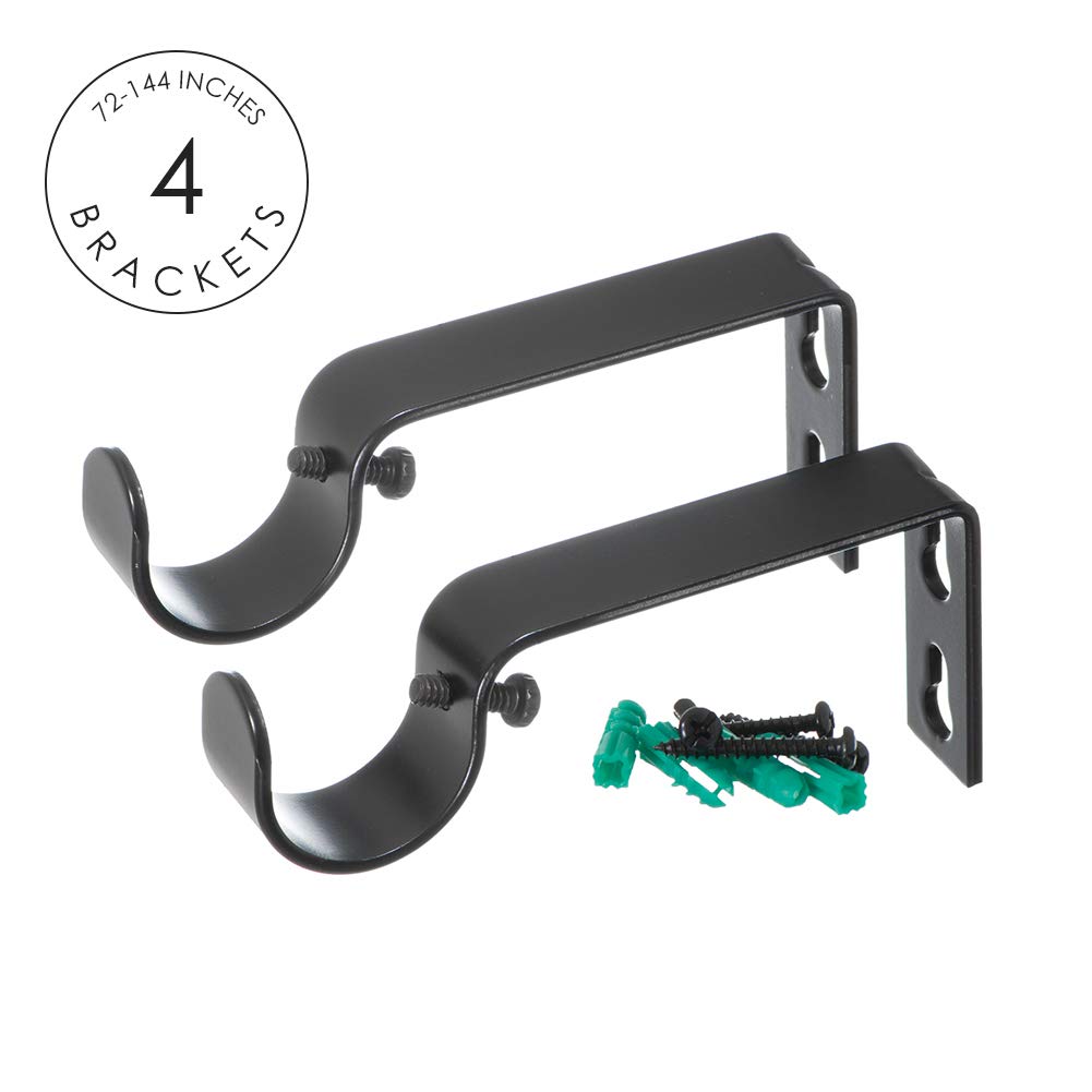 Ivilon brackets and finials illustrate classic square design and secure mounting.