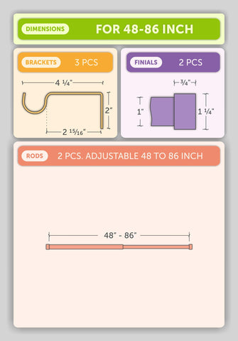 Ivilon rod image showing hardware included for easy, ready-to-hang setup.