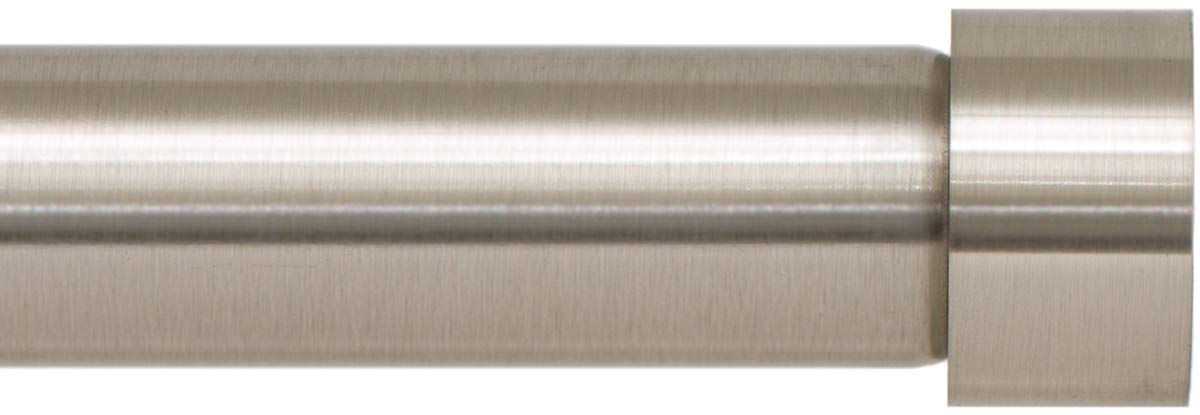 Ivilon end-cap drapery rod in brushed nickel for 72–144 inch windows.