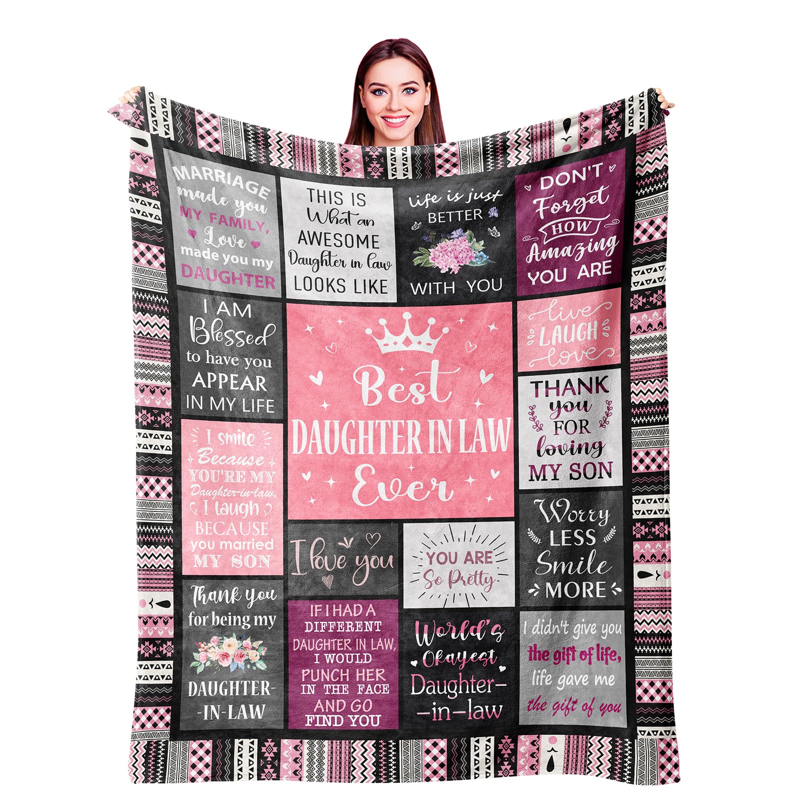 Ivivis daughter-in-law gift blanket with heart messages for warm moments.
