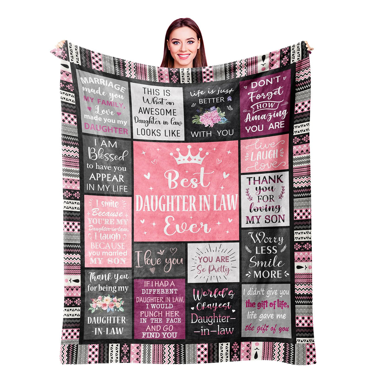 Ivivis daughter-in-law gift blanket with heart messages for warm moments.