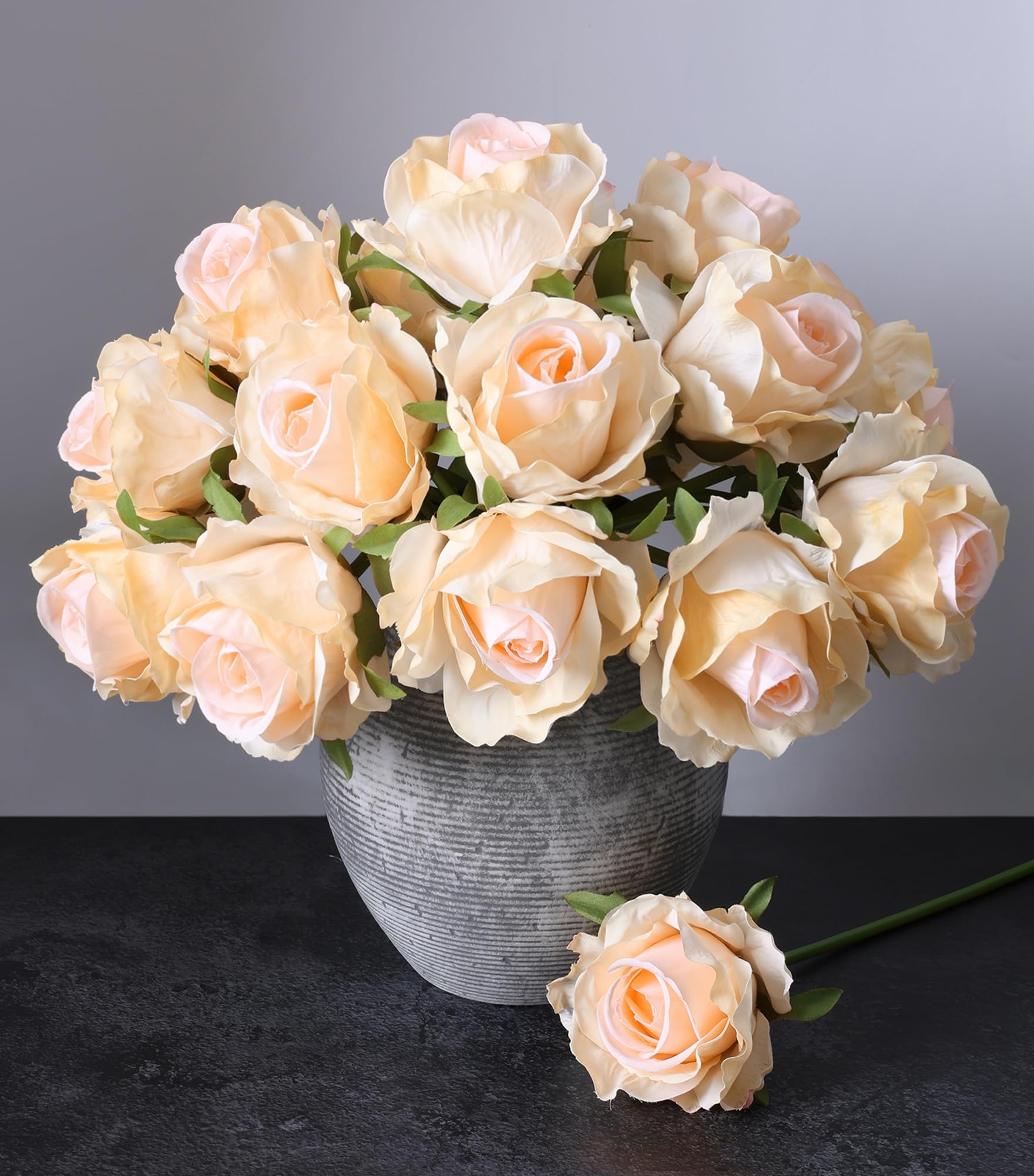 Ivydale 18pcs champagne roses stems for versatile arrangements and DIY bouquets.