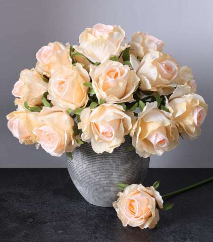 Ivydale 18pcs champagne roses stems for versatile arrangements and DIY bouquets.