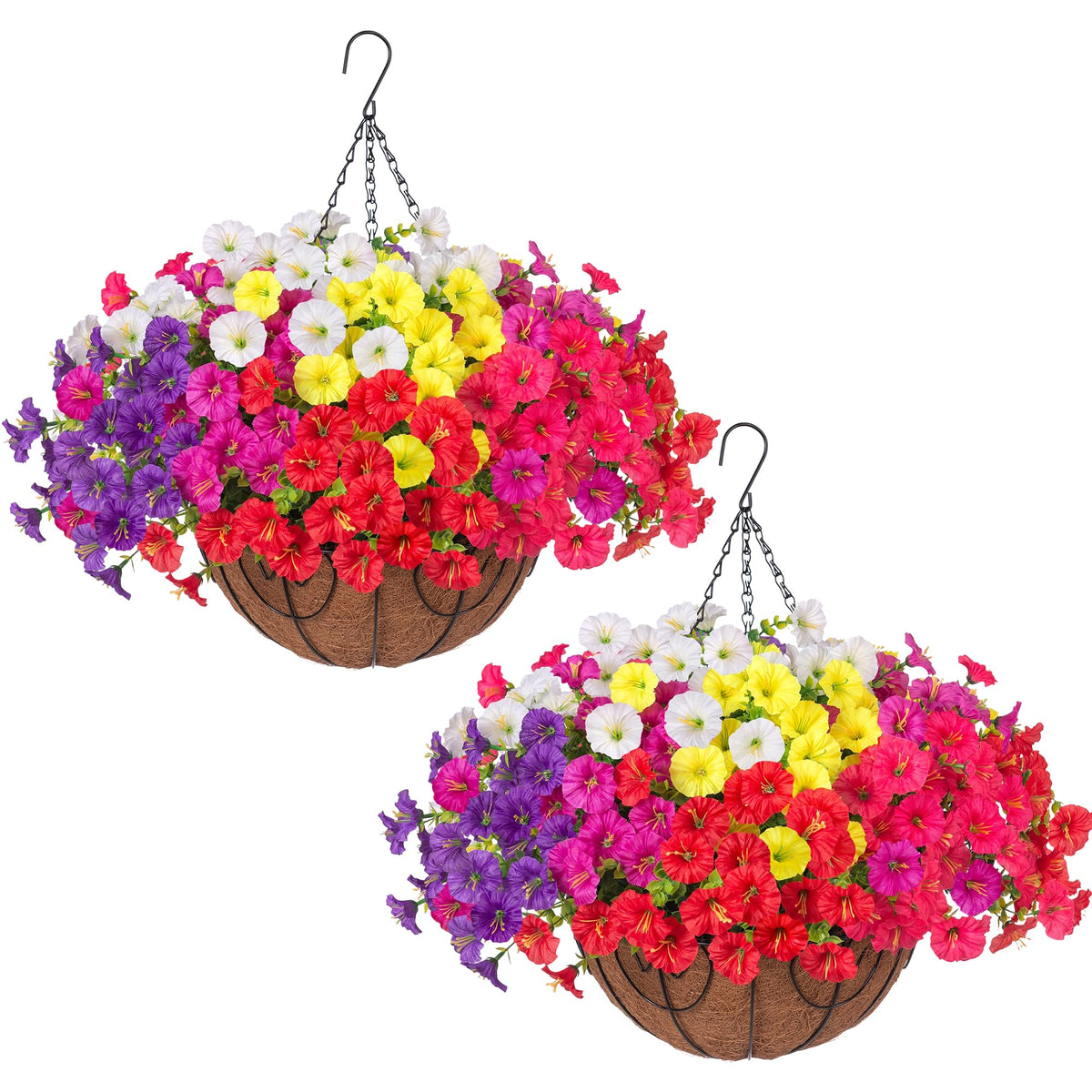 Ivydale 2-pack hanging baskets outdoors with vivid silk blooms for curb appeal
