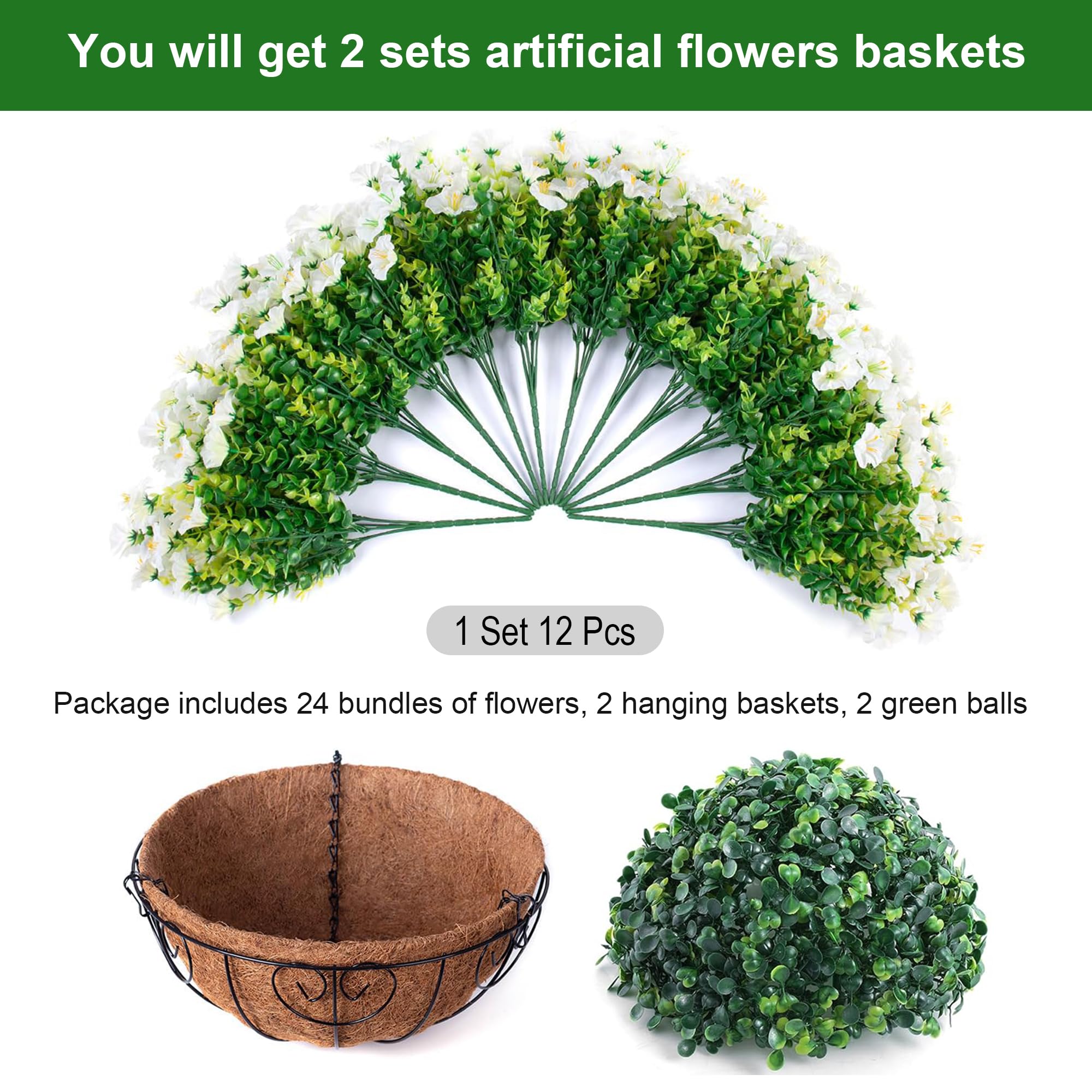 Ivydale 24 artificial petunias and eucalyptus bundles for year-round beauty