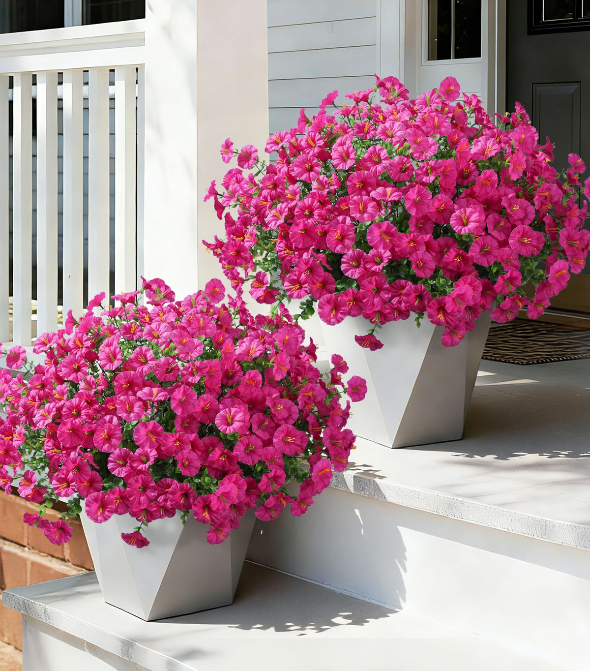 Ivydale morning glory with eucalyptus for outdoor planters boosts curb appeal year-round.