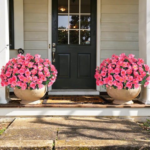 Ivydale faux camellia outdoor plants enhance balconies with maintenance-free charm.