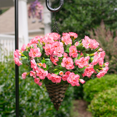 Ivydale faux camellia outdoor plants are ideal for porch, yard, and patio décor.