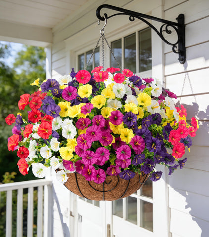 Ivydale artificial hanging flowers with morning glory and eucalyptus for outdoor year-round color