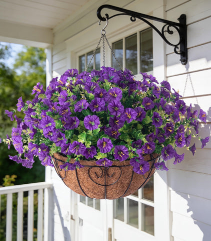 Ivydale artificial hanging morning glory basket for outdoor color