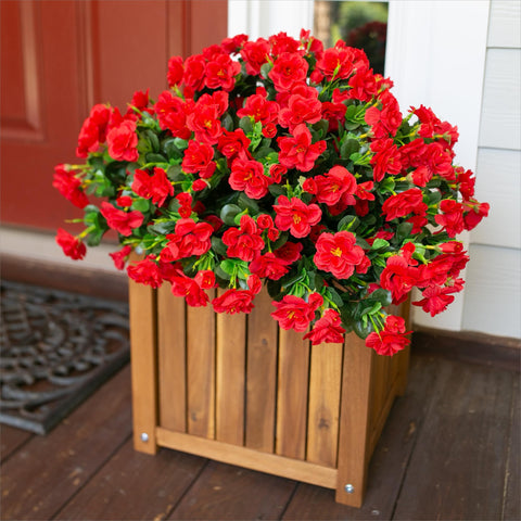 Ivydale faux camellia planter décor for porch or patio, easy year-round beauty.