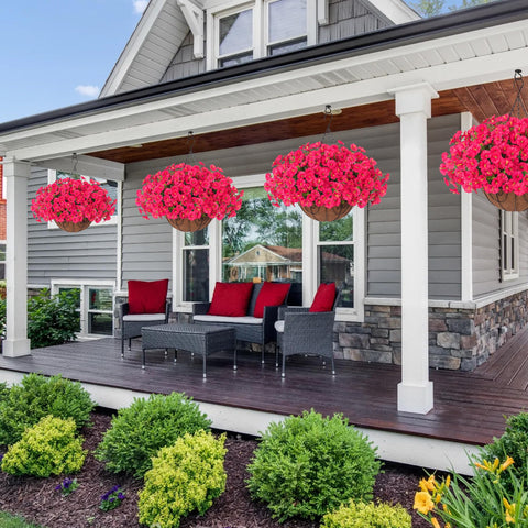 Ivydale hanging basket with chain and foam keeps porch decor ready to display.