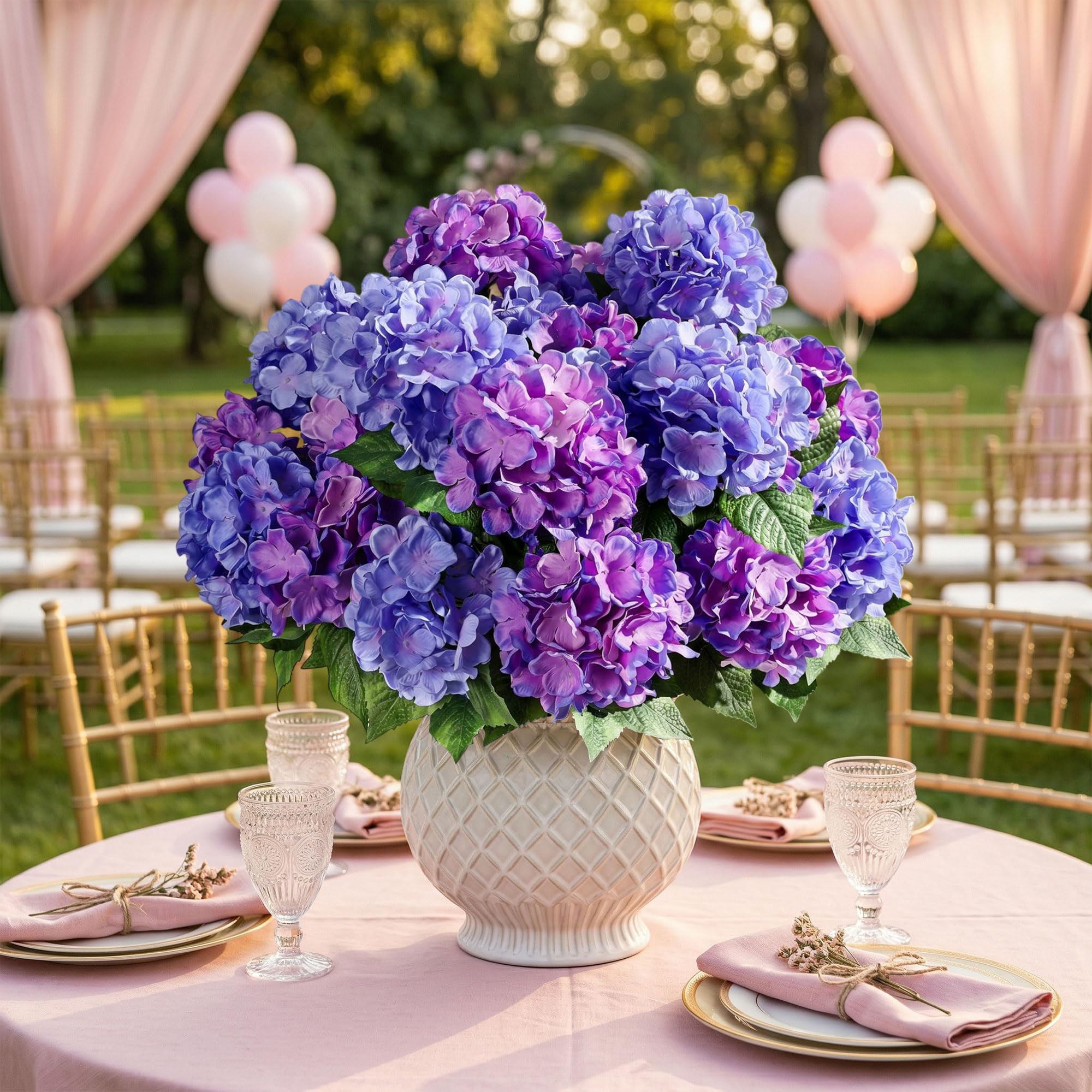 Ivydale hydrangea stems in purple-blue, ideal for indoor and outdoor displays.