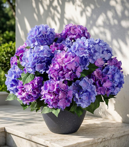 Ivydale hydrangea set, purple-blue blooms, easy to bend and arrange.