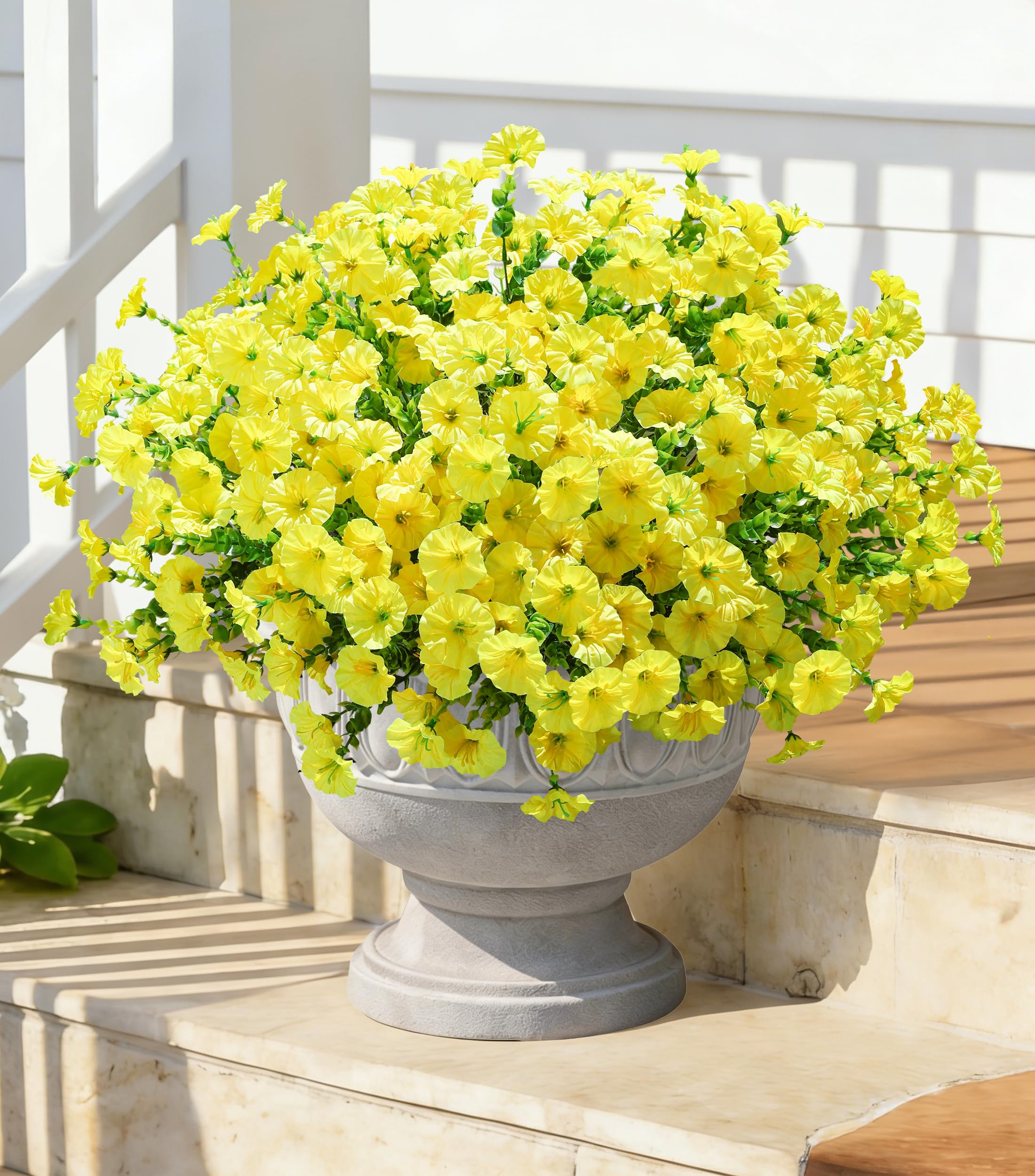 Ivydale artificial morning glory with eucalyptus stays vibrant for year-round decor.