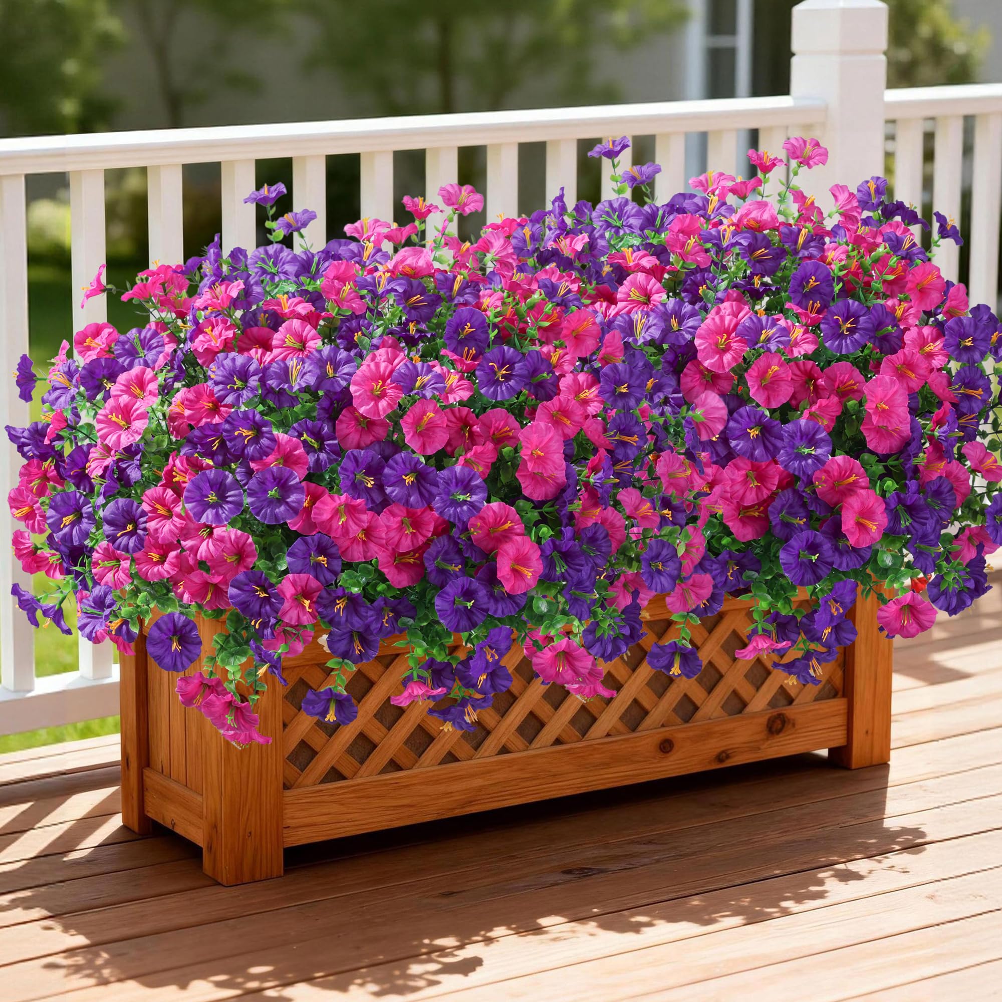 Ivydale petunias in hanging planters perfect for window boxes.