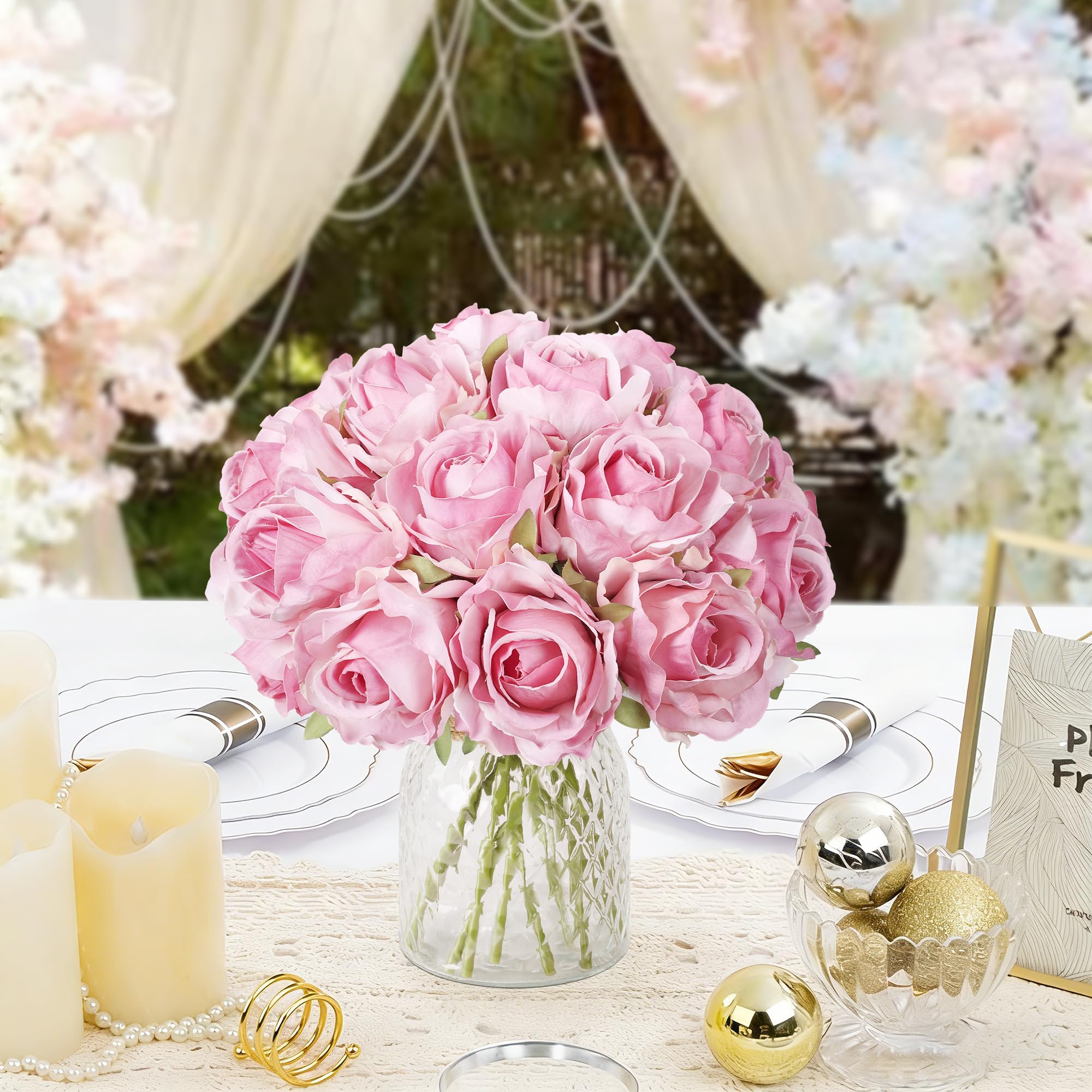 Ivydale pink rose arrangement for centerpieces at events and gifts.
