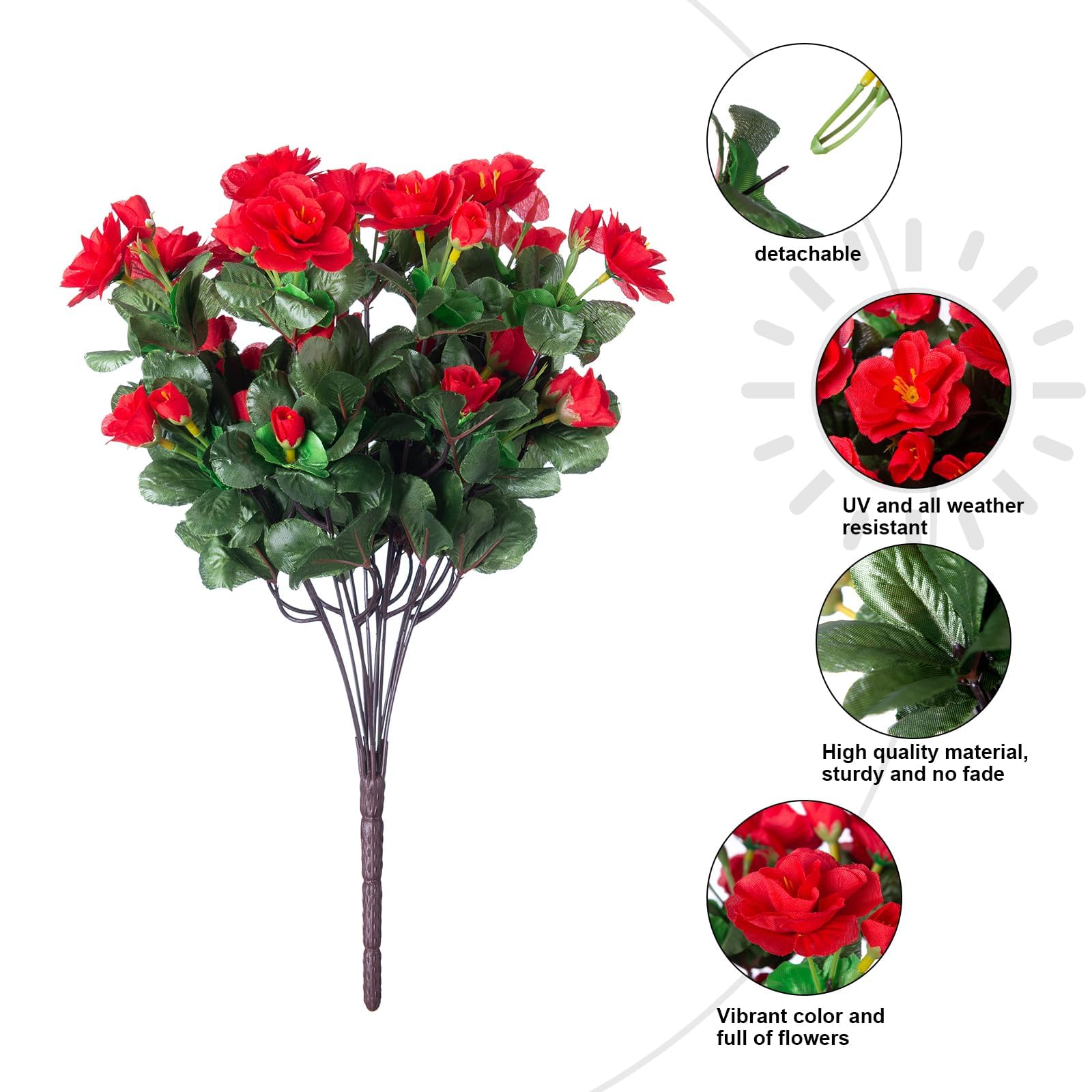 Ivydale red camellia outdoor flowers stay vibrant under sun thanks to UV-resistant materials.