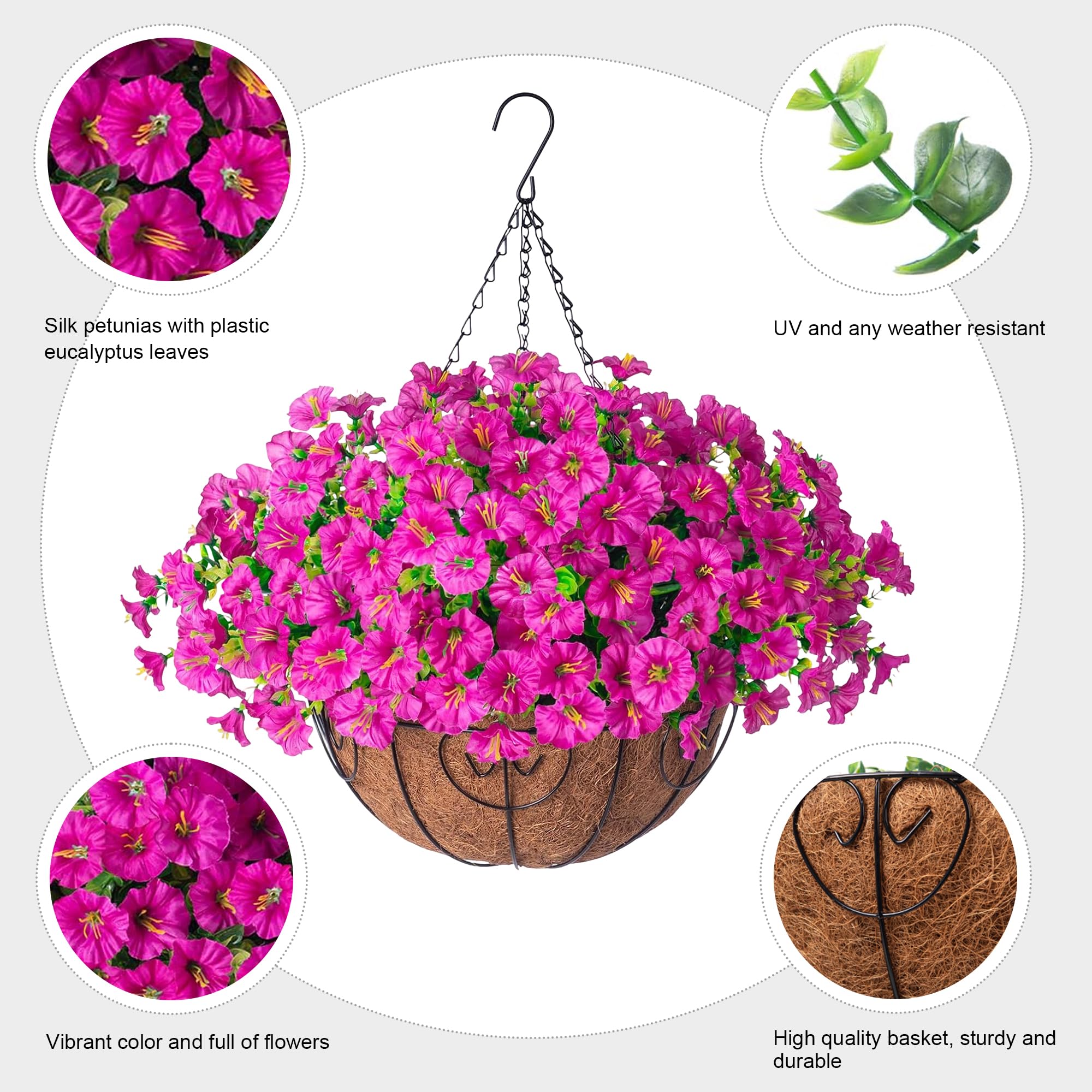 Ivydale weatherproof hanging baskets thriving in sun and rain.