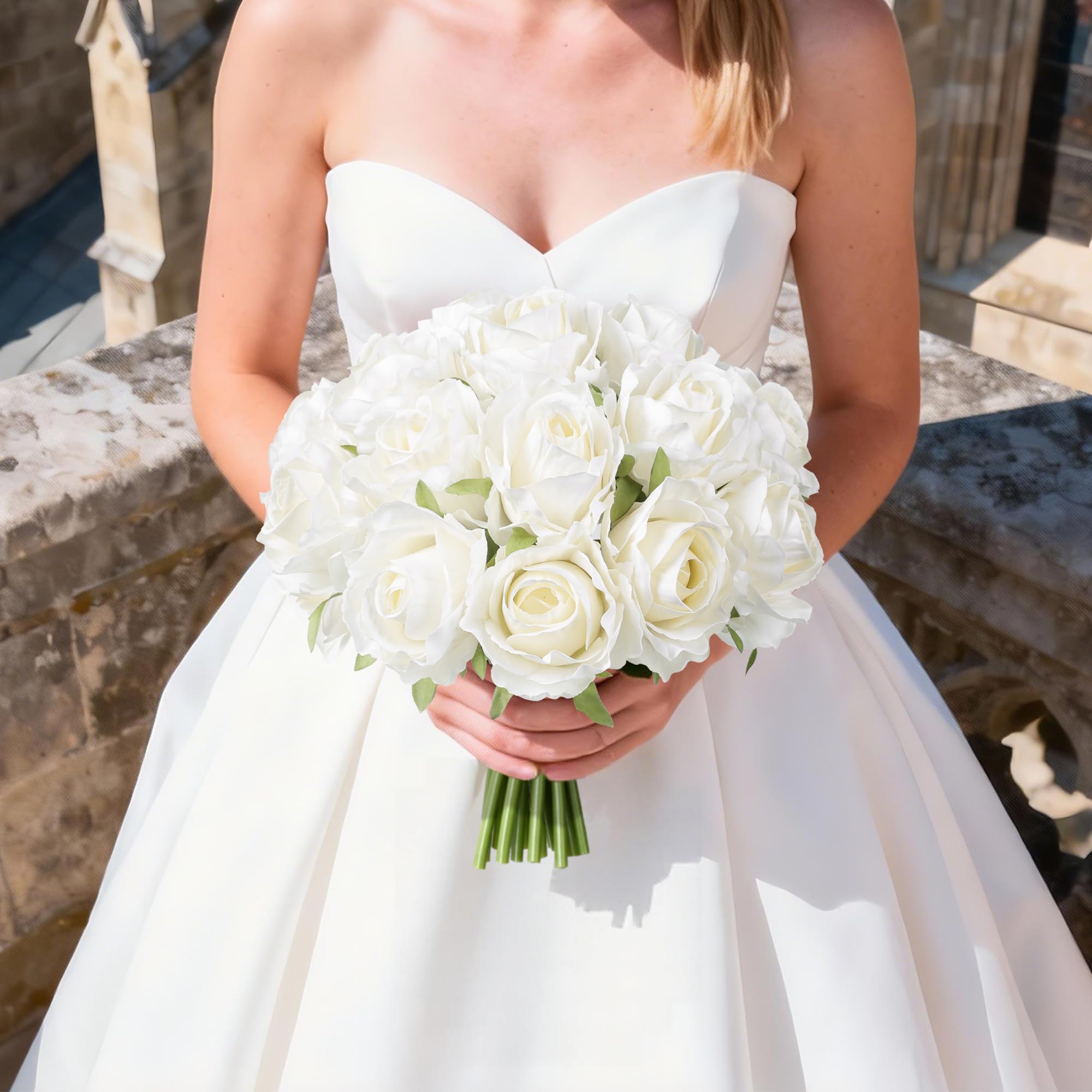Ivydale white roses symbolize purity for timeless bridal décor.
