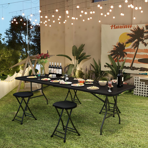 IWDOO folding stool all-weather design resists heat, rust, and fading.