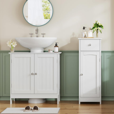 Iwell cabinet door open to reveal hidden shelf for tidy essentials