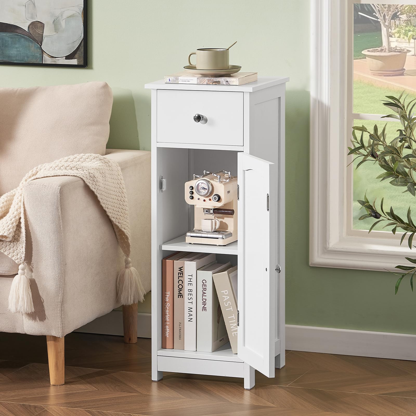 Iwell bathroom floor cabinet white finish complements any decor