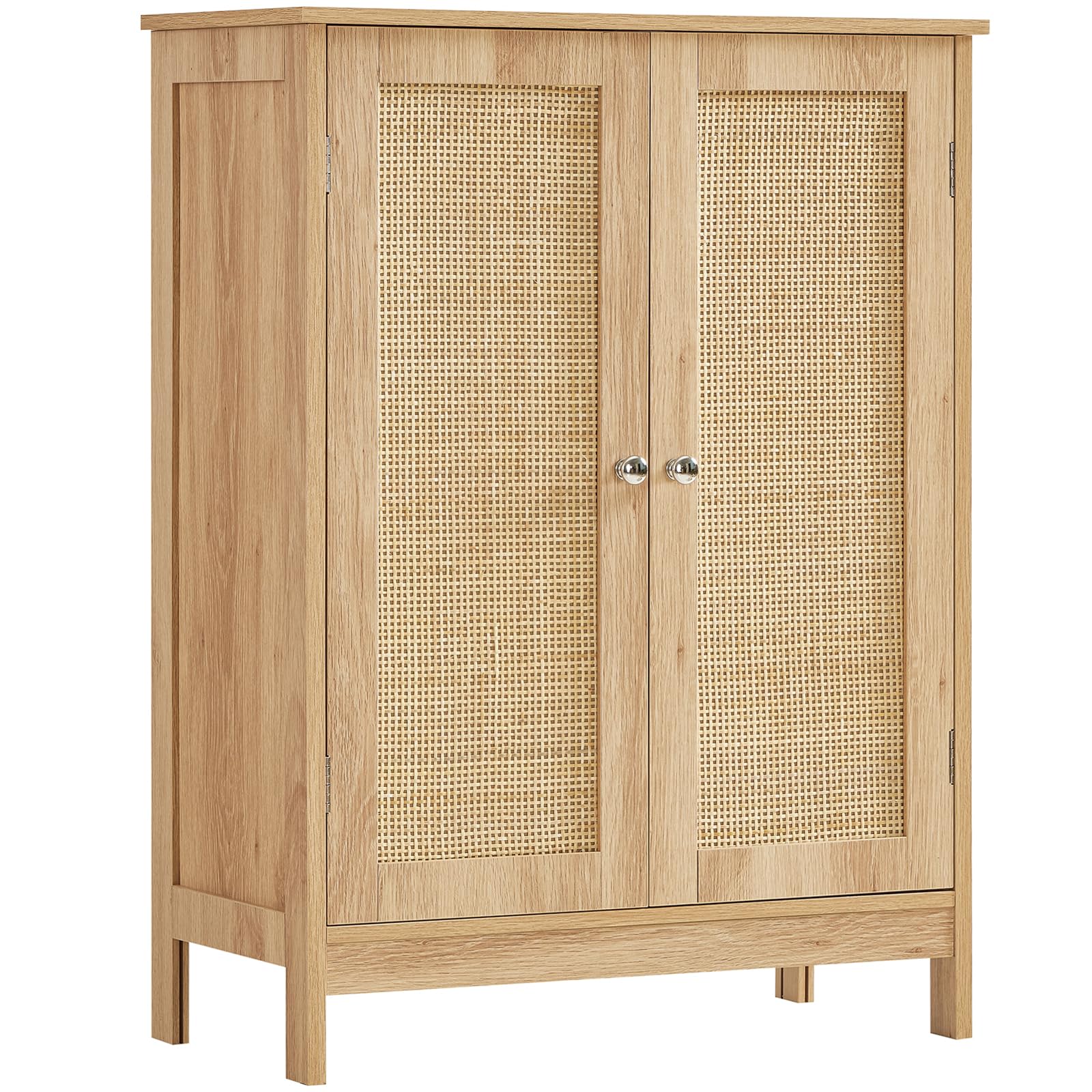 Iwell Storage Cabinet with rattan 3-tier shelves for organized living spaces.