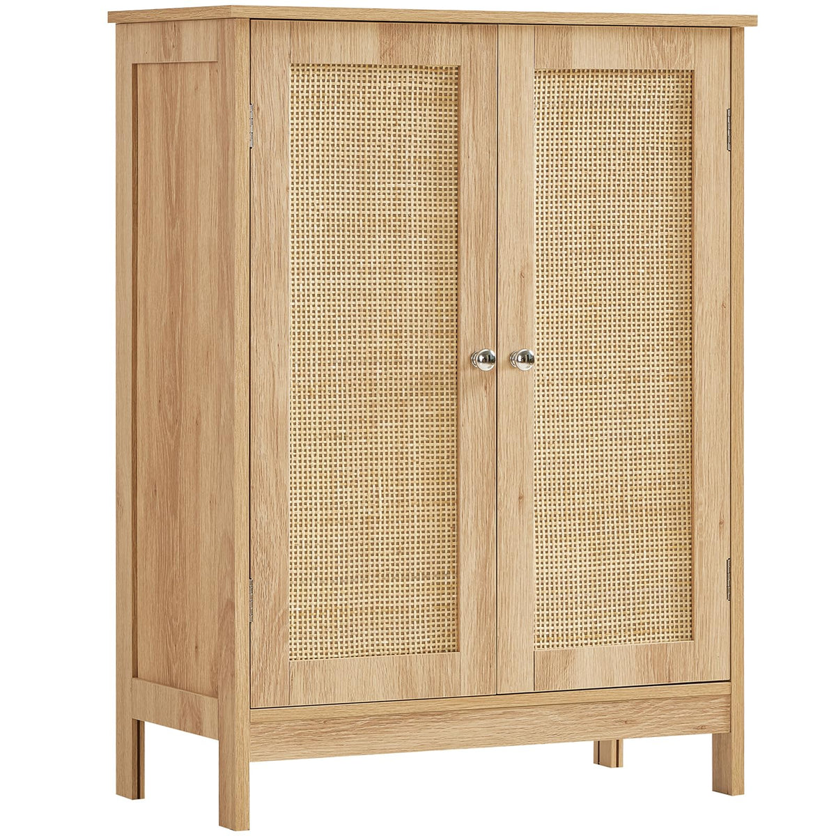 Iwell Storage Cabinet with rattan 3-tier shelves for organized living spaces.