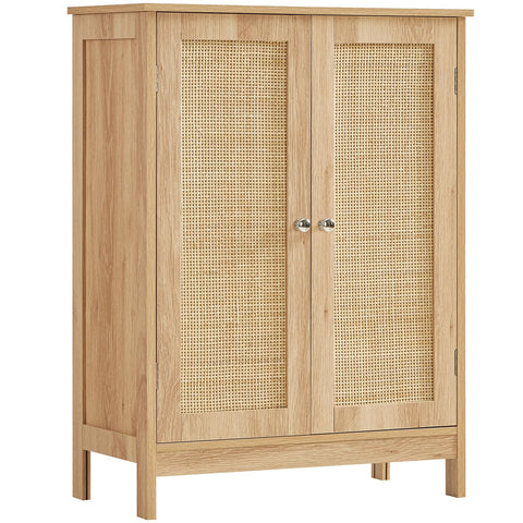 Iwell Storage Cabinet with rattan 3-tier shelves for organized living spaces.