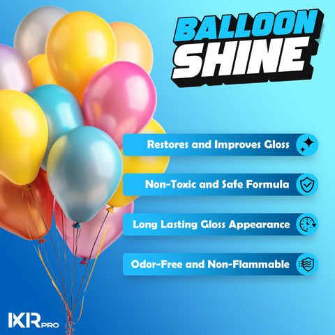 ixirpro Balloon Shine Spray mist on balloons for instant brilliance without towels
