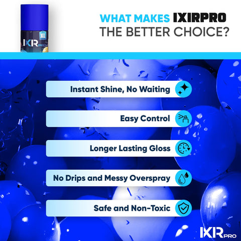 Ixirpro Balloon Shine Spray packaging-friendly option for easy storage.