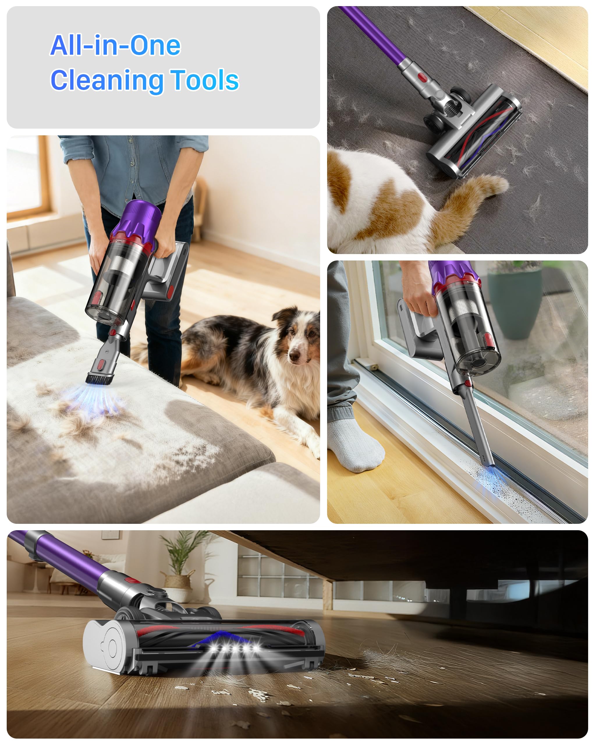 iXlion anti-tangle brush prevents hair wrap during vacuuming