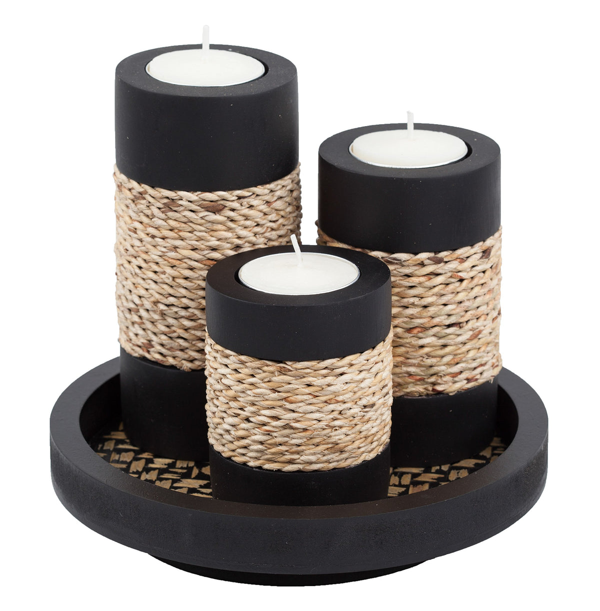 IYARA CRAFT tealight candle holders with tray create a warm dining centerpiece.