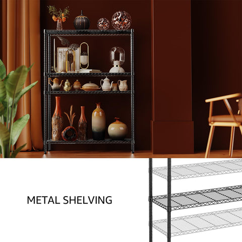 IZ EUK kitchen storage shelving used to organize pantry and cookware.
