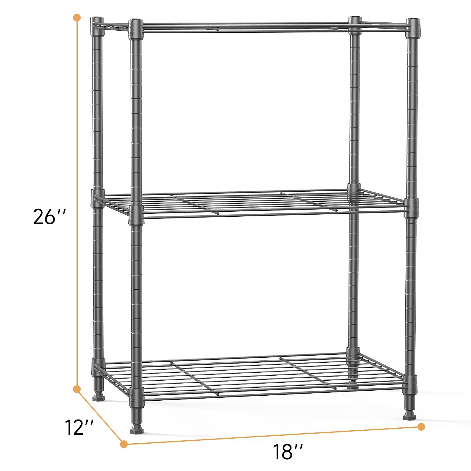 IZEUK 3-tier shelf frame side view showing slim footprint.