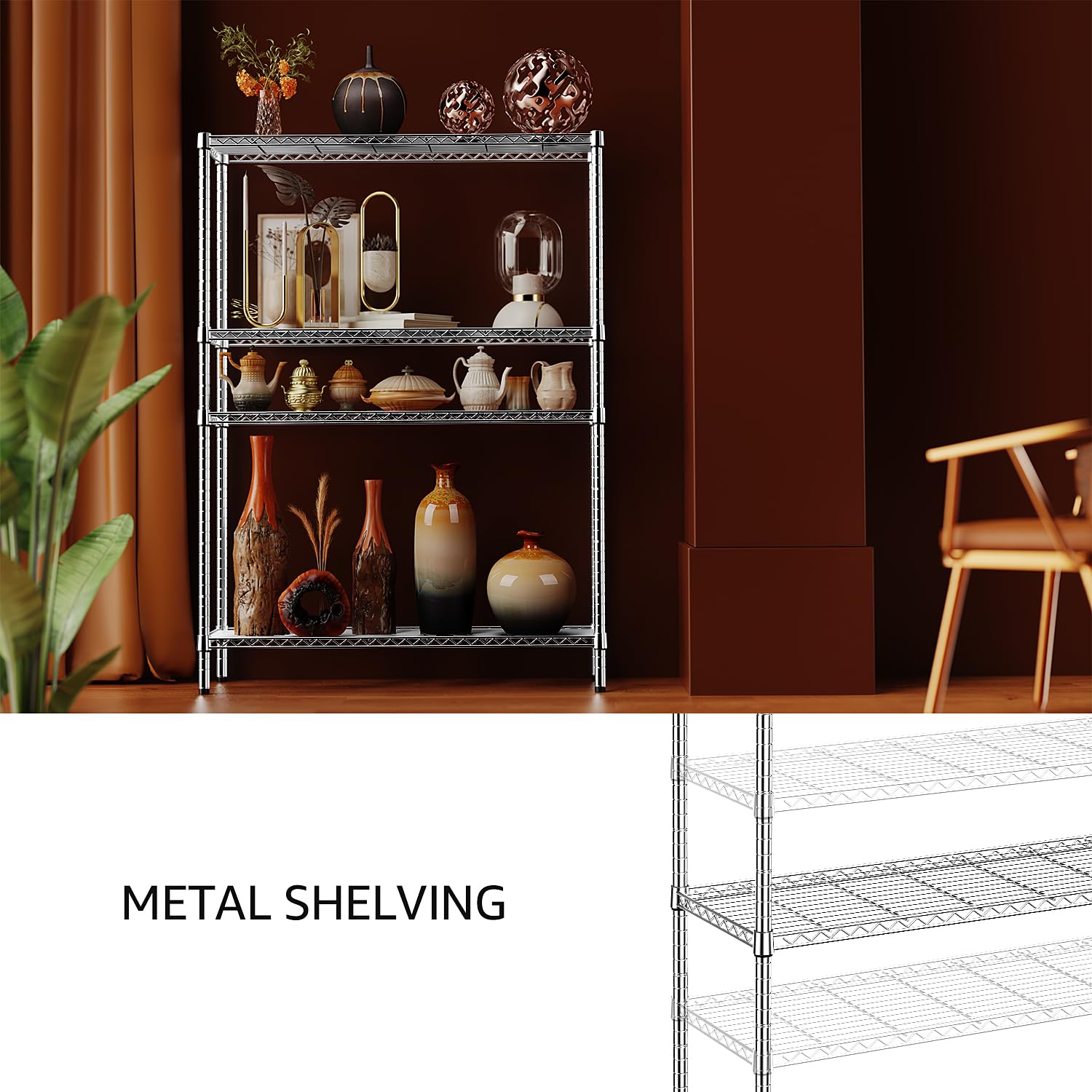 IZeUK 4-tier shelving in an office keeps supplies neatly arranged and accessible