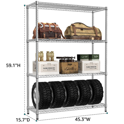 IZeUK 4-tier shelving silver finish complements modern spaces with stable storage