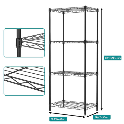 IZEUK 4-tier wire shelf unit top-angle view highlights sturdy design and setup
