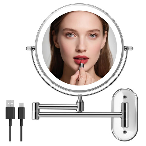 IZHIBATU Rechargeable 8-inch makeup mirror with 1x and 20x views for precise grooming.