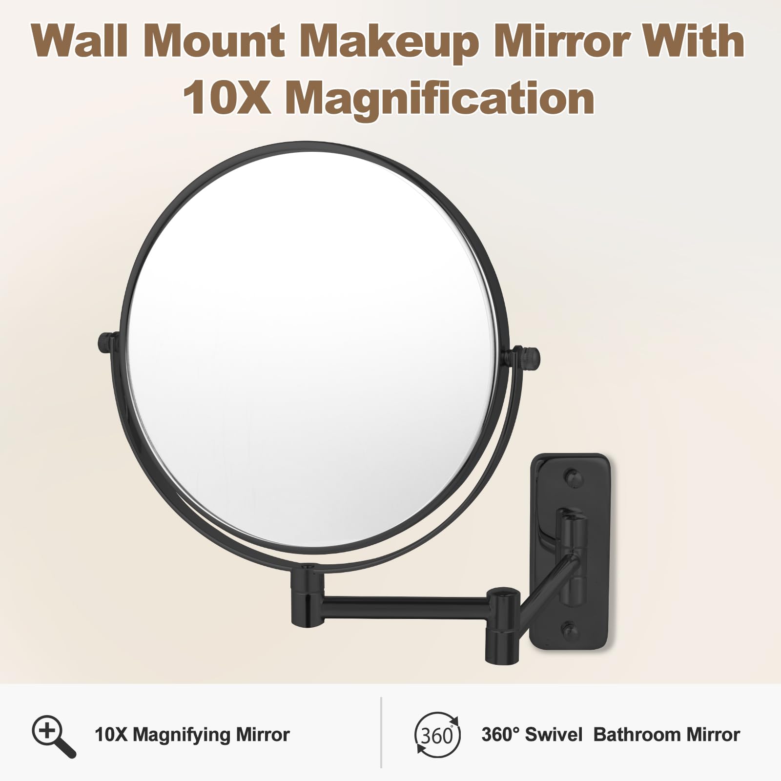IZHIBATU wall-mount mirror with extendable arm for flexible positioning.