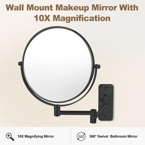 IZHIBATU wall-mount mirror with extendable arm for flexible positioning.