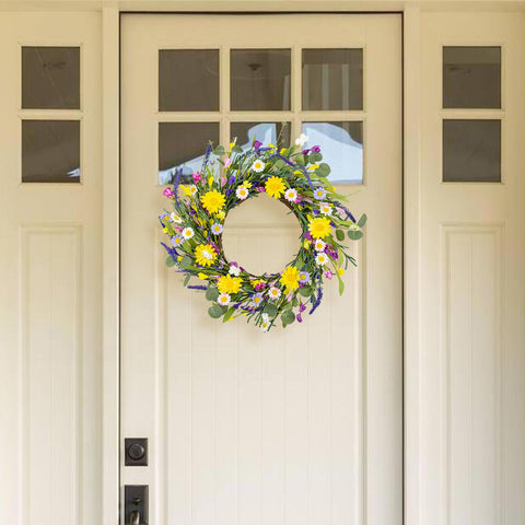 J'FLORU wreath suitable for indoor and outdoor use with vivid spring colors