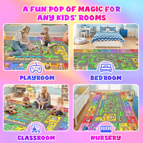 J Rombol Kids Road Rug - multiple sizes for bedrooms or classrooms