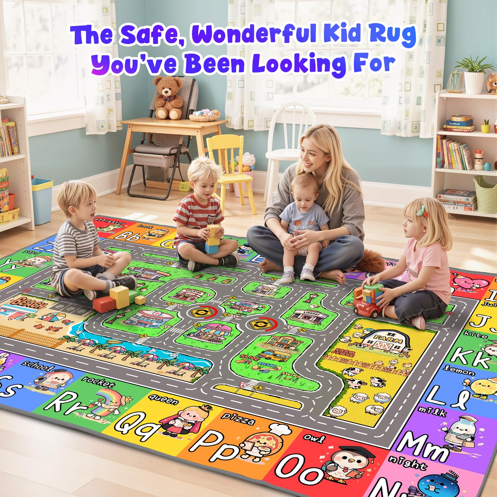 J Rombol Kids Road Rug - soft, comfy surface for gentle play