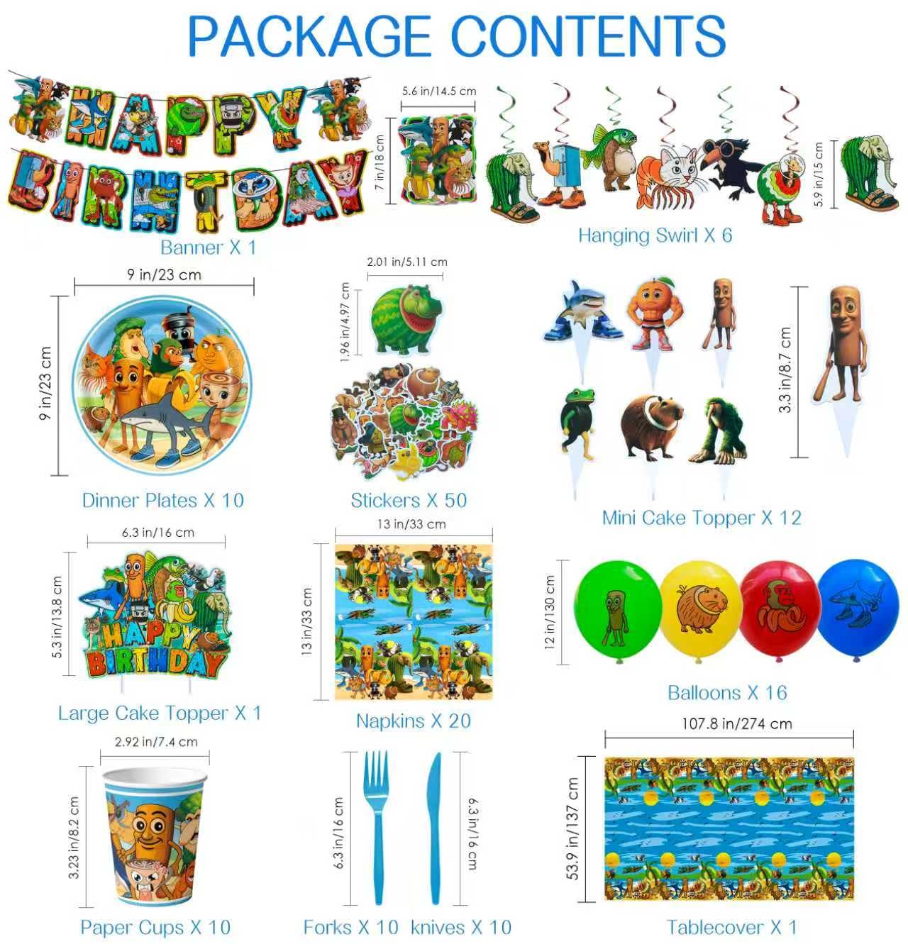 J6&H6 large brainrot cake topper creates a surreal centerpiece.