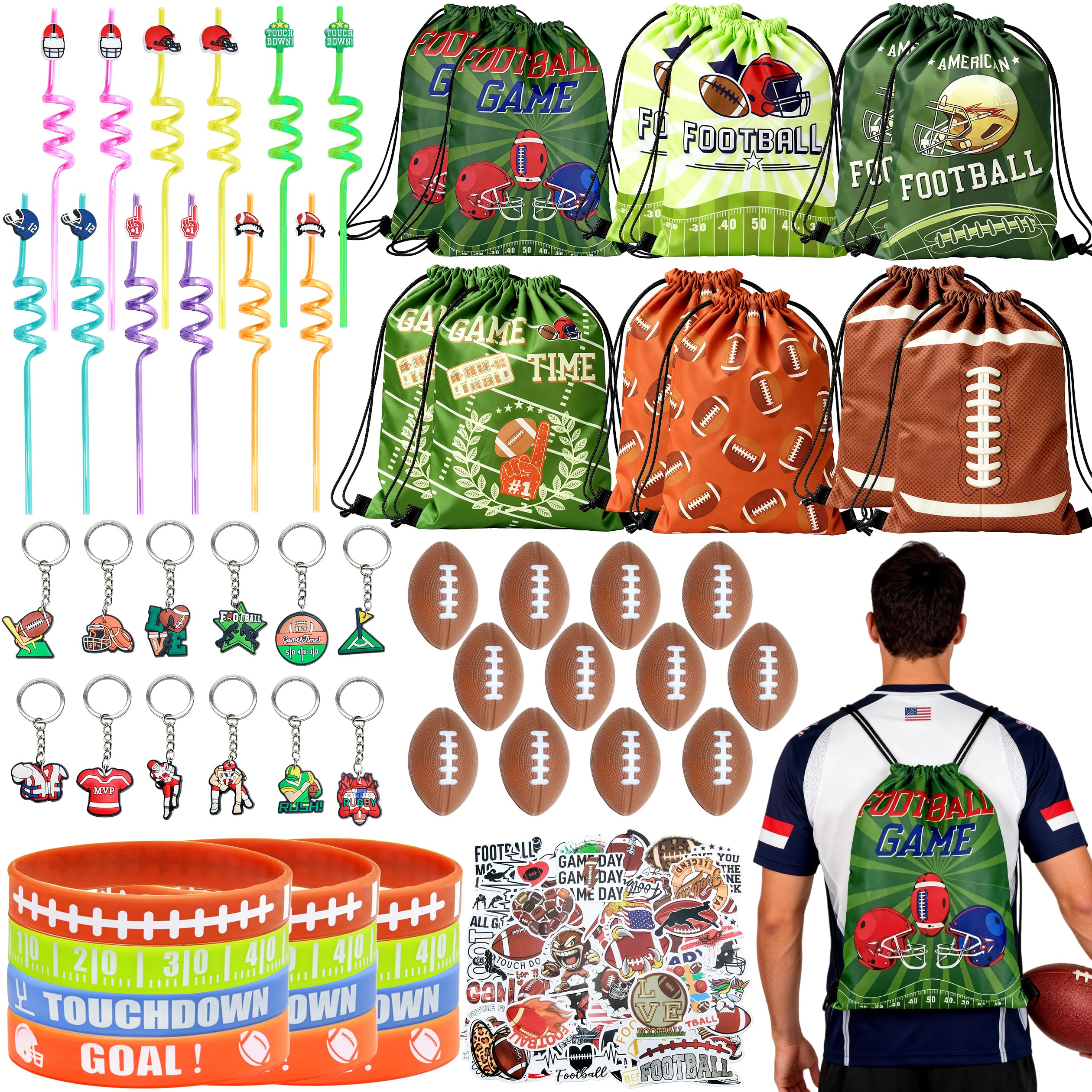 J6&H6 football drawstring bags with varied designs for party favors