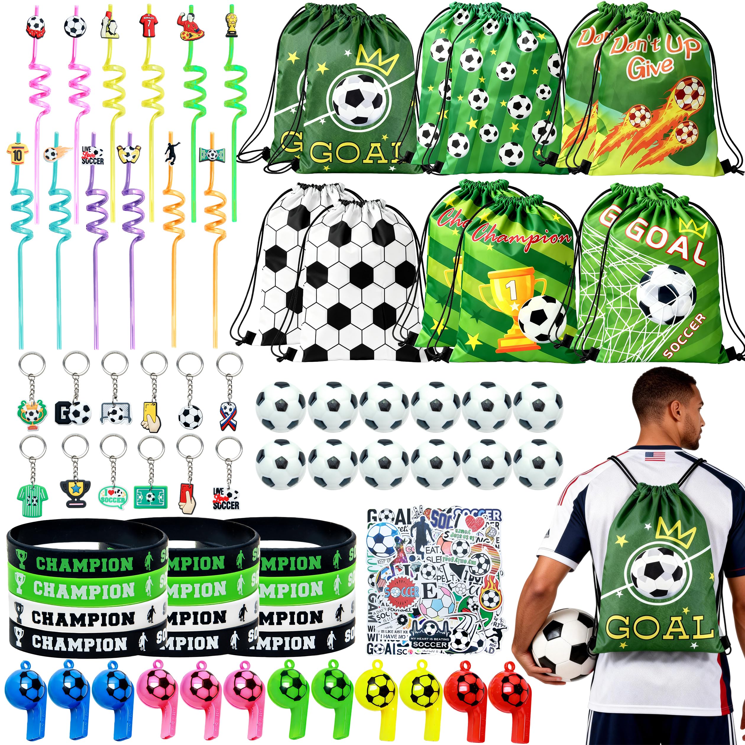 J6&H6 soccer drawstring bag designs for easy party favor storage.