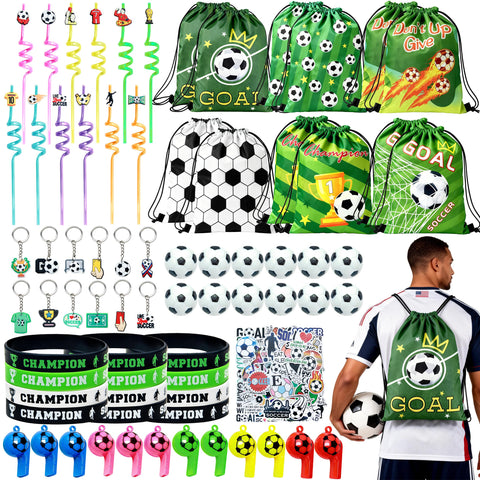 J6&H6 soccer drawstring bag designs for easy party favor storage.