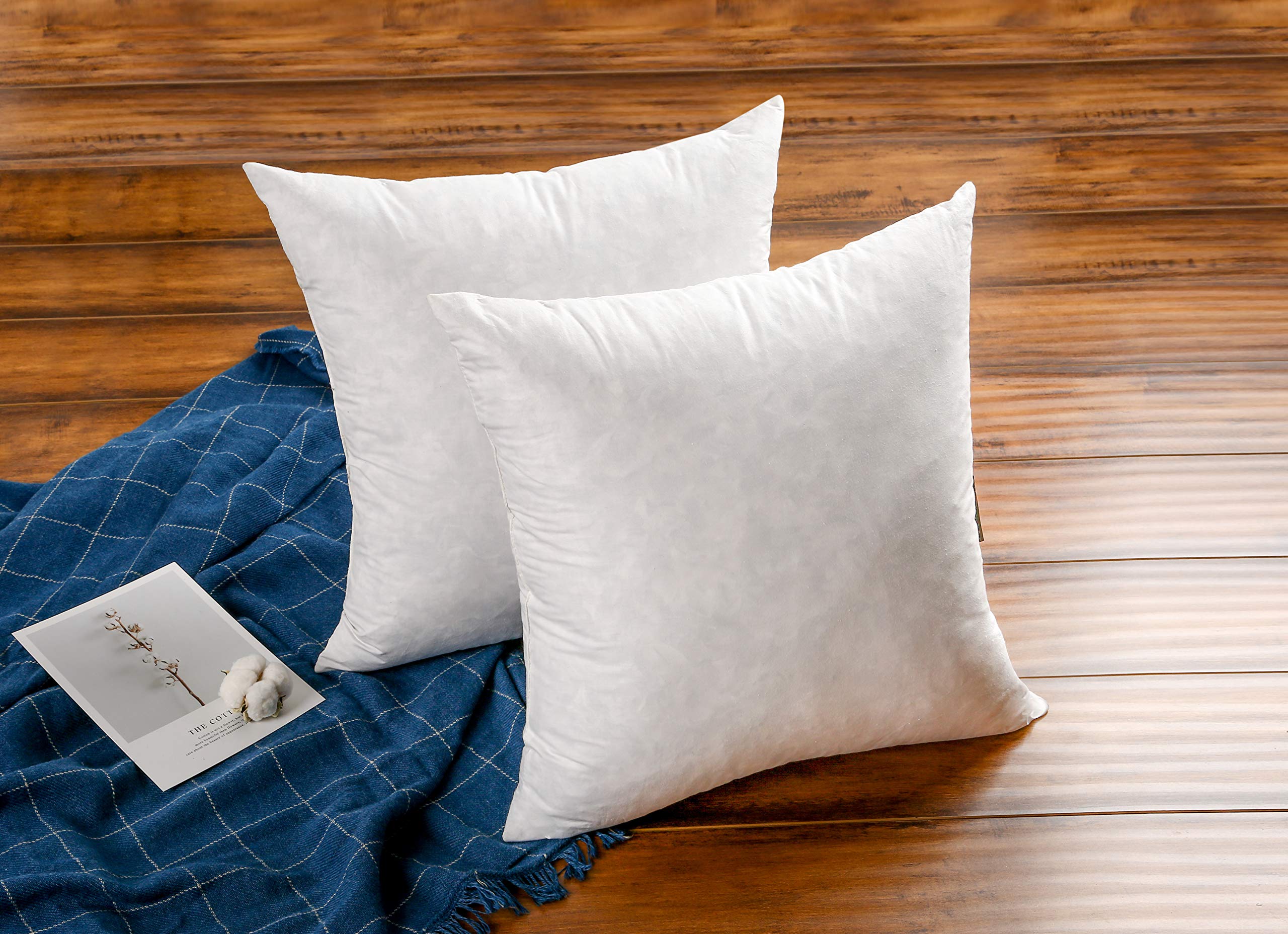 JA COMFORTS square 28-inch insert fits standard shams neatly.